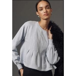 Sm Anthropologie Pilcro Box-Pleated Sweatshirt Powder Blue Minimalist Chic Comfy
